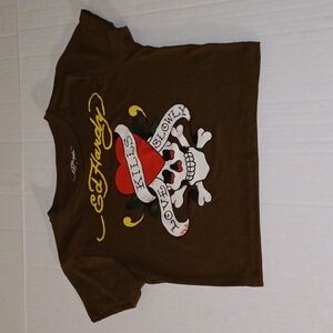 Ed Hardy Crop Top Graphic Tee Women's S